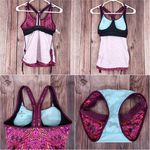 Athleta Cayo Coco Ready To Run Tribal Print 2 Pcs Bikini Set Sz Top XS Bottom S - Picture 4 of 10